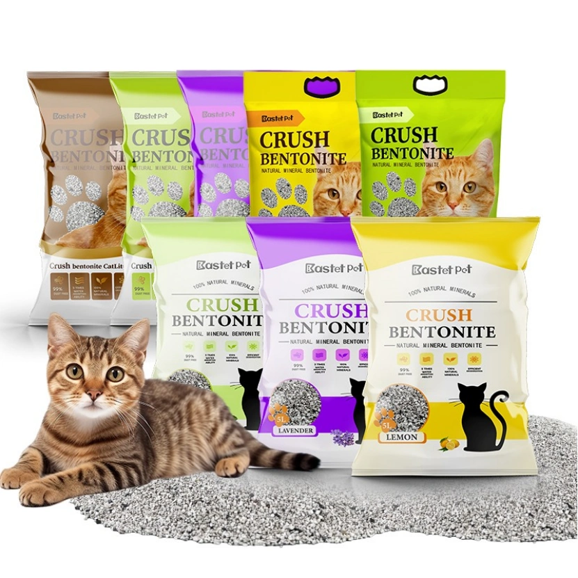 An image showing different varieties of Crush Bentonite Cat Litter bags