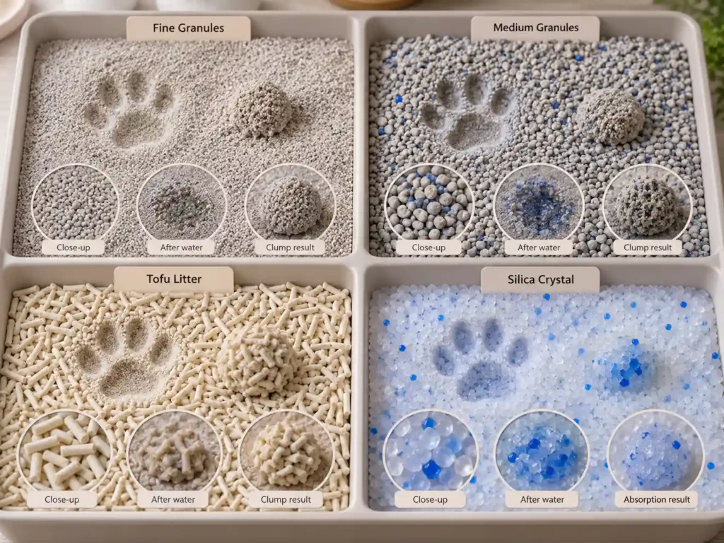 Cat Litter Granule Size Guide How to Choose Texture, Dust, and Clumping
