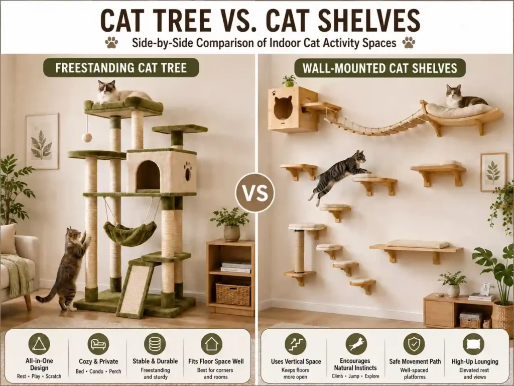 Cat Tree vs Cat Shelves Which Is Better for Cats