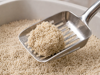 Cassava cat litter in box